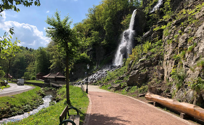 Kein Wasser mehr am Trusetaler Wasserfall